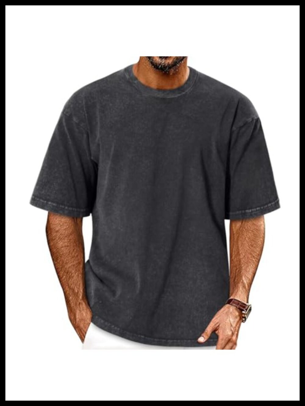 Men's Oversized Acid Wash Cotton Crew Neck Short Sleeve T-Shirt